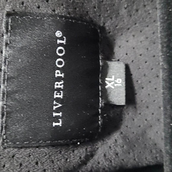 LIVERPOOL Women's Perforated Draped Open Front Faux Suede Blazer Jacker - Picture 7 of 7